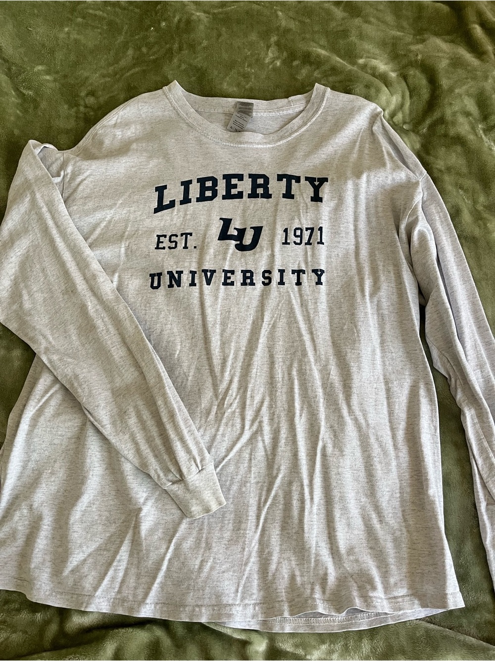 Liberty University Gildan Heather Gray T‑Shirt with Dark Navy Print XL